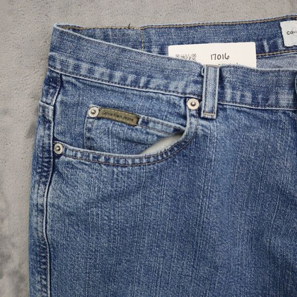 Calvin Klein Jeans Pants Womens 14 Blue Denim Flat Front Pockets High Rise - Picture 10 of 16